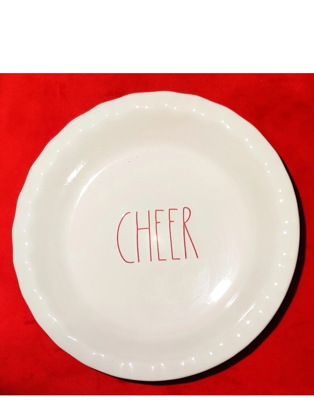 Rae Dunn Pie Plate...RED LL 'CHEER' NEW...